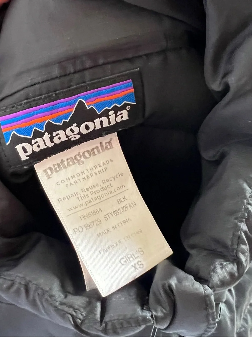 Patagonia Black Down Sweater Jacket | Kids Size XS 5-6 Year
